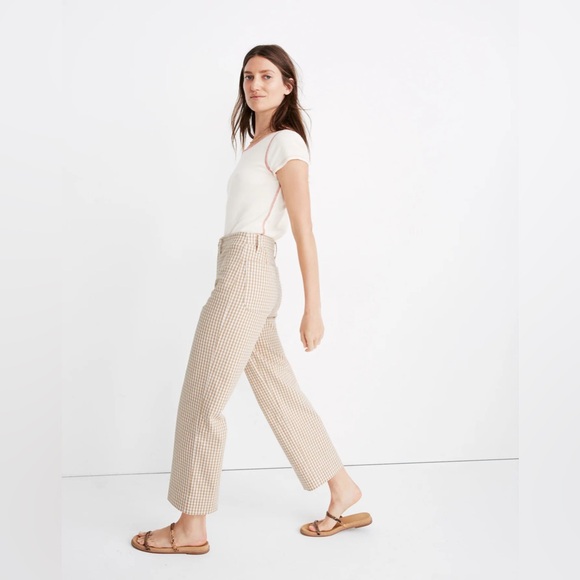 Slim Emmett Wide-Leg Pants in Gingham Crop - Picture 2 of 6